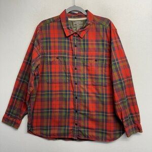 REI Red Flannel Cotton Button Down Shirt 2XL mens